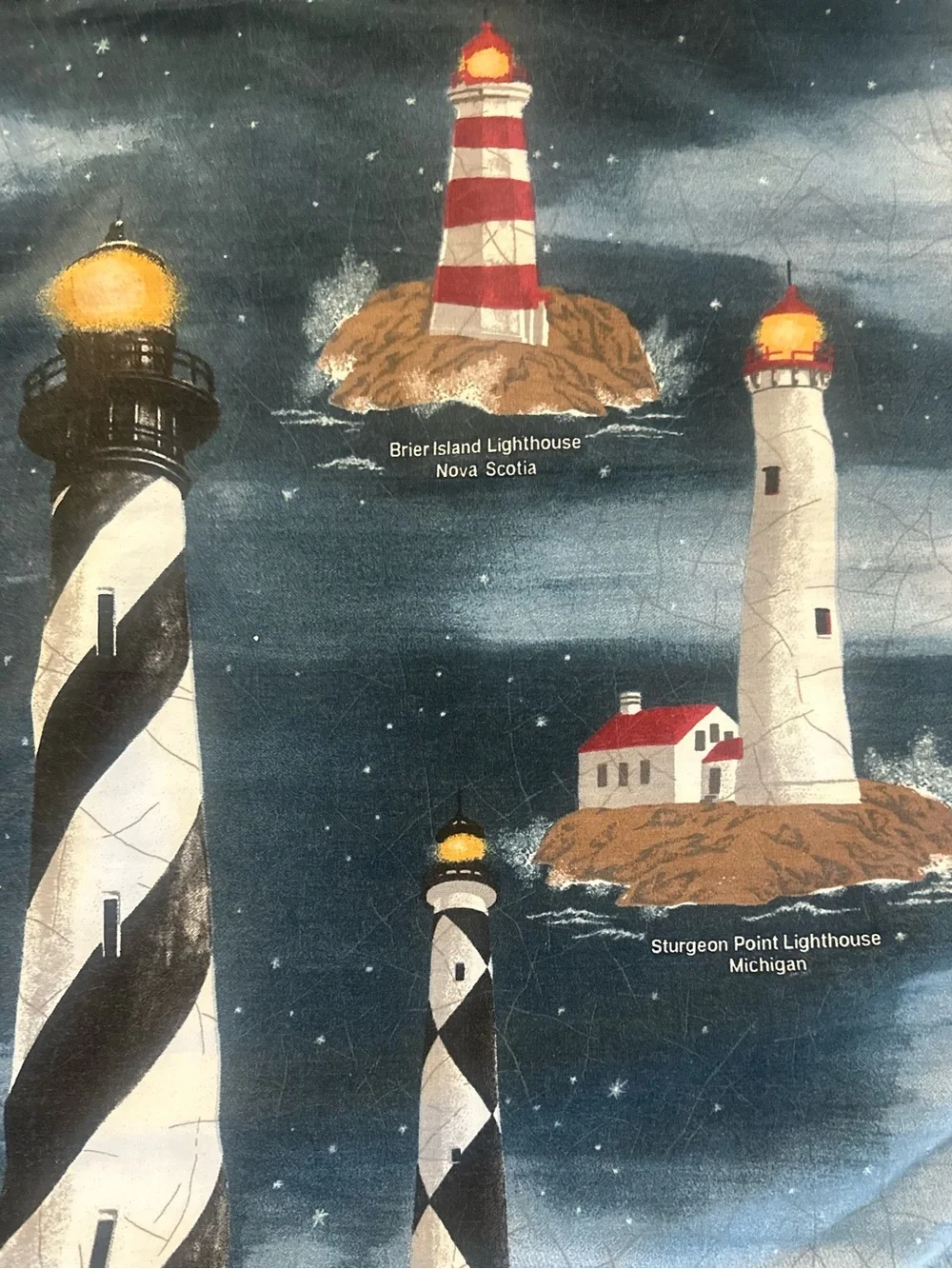 Springs Industries Nautical Lighthouse Wall Tapestry 36x25.5 Dark Blue Base Red